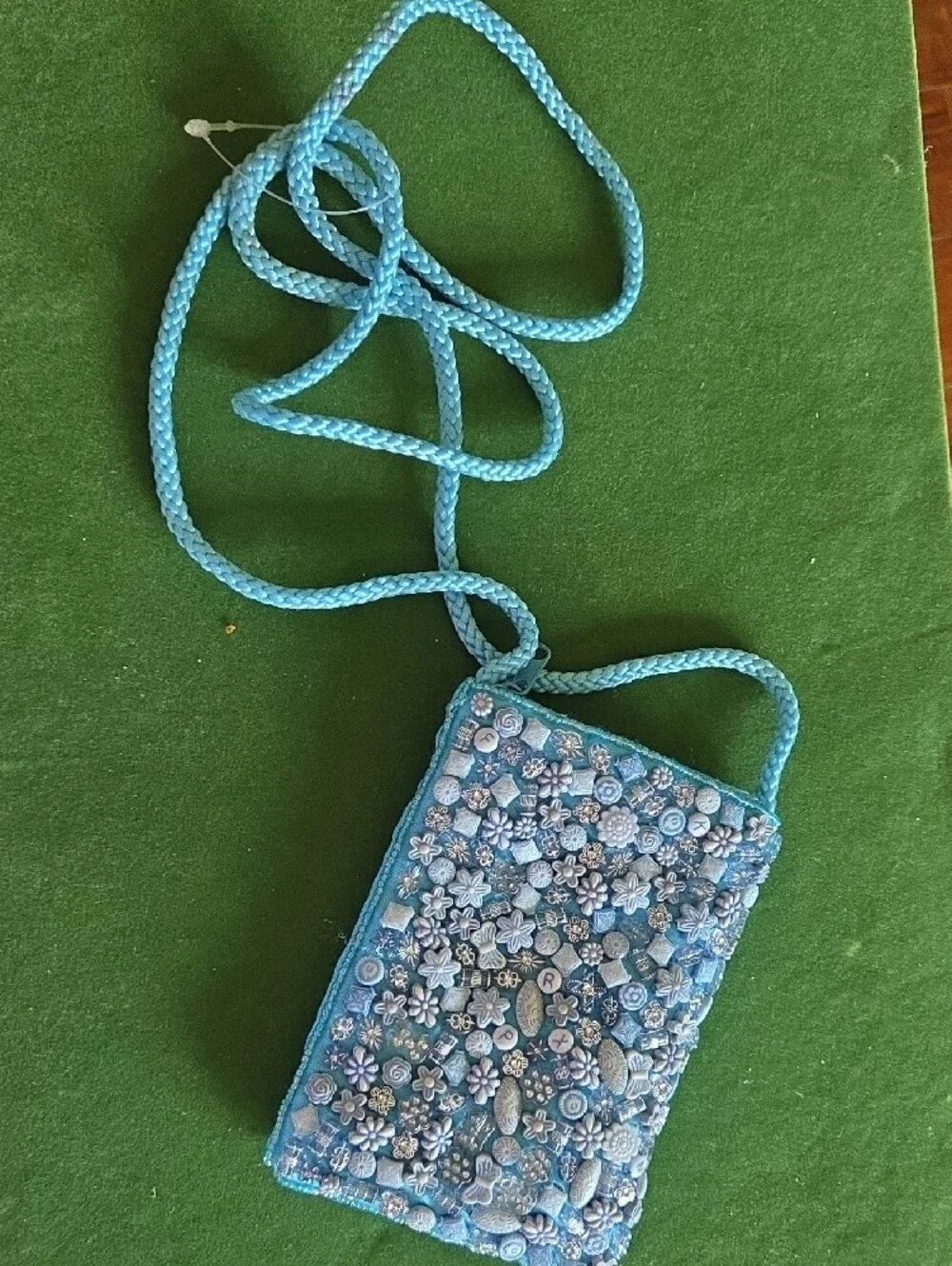 Blue Beaded Floral Phone Crossbody - Women Accessories